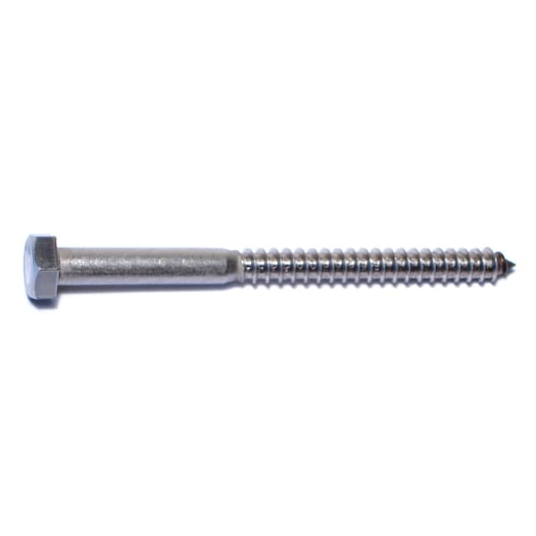 Midwest Fastener Lag Screw, 5/16 in, 4 in, Stainless Steel, Hex Hex Drive, 25 PK 50640 - main